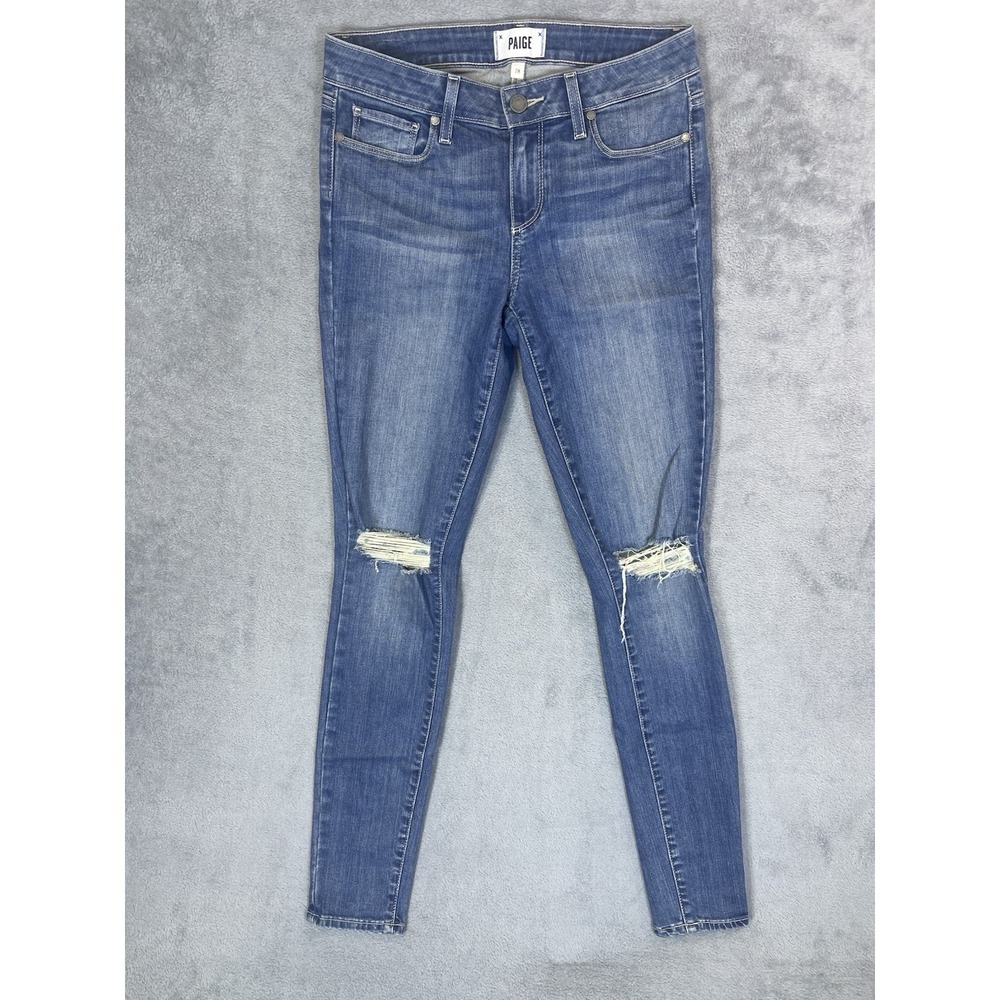 Paige Jeans Womens 28 Blue Distressed Denim Medium Wash Verdugo Ultra Skinny